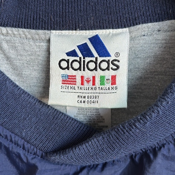 Vintage Adidas 3 Stripes Pullover Nylon Windbreaker Jacket Lined XL - Picture 2 of 3